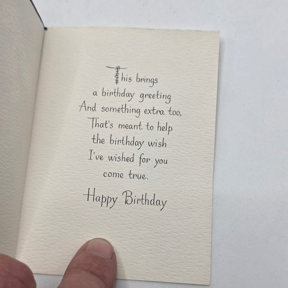 Hallmark Birthday Card Vintage Mini Floral Bouquet Purple Bow USA Retro - Picture 2 of 4